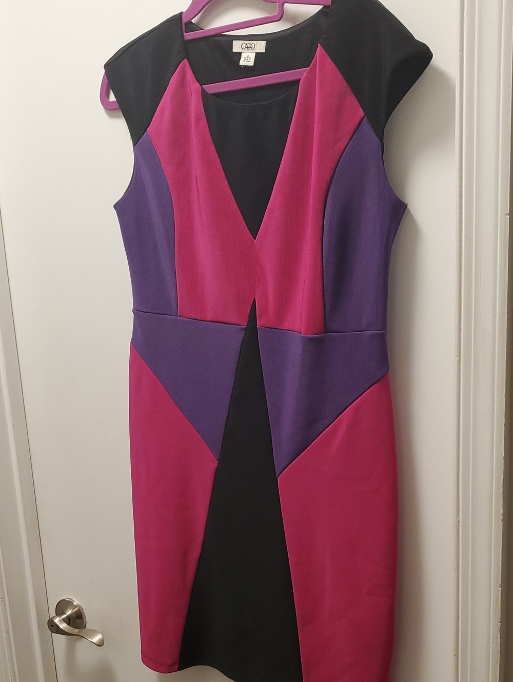 Cato Magenta, Purple & Black Colorblock Midi Sheath Dress